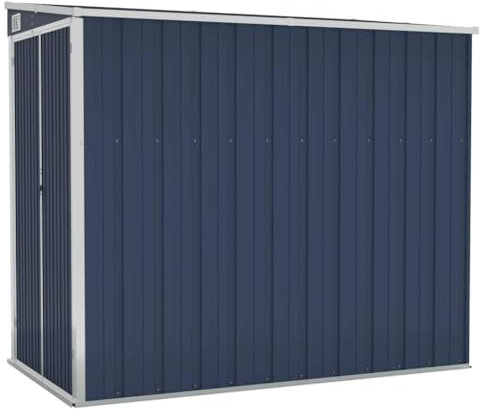 prissent Gartenhütte 118x194x178 cm Gerätehaus Fahrradunterstand Gartenschrank Wetterfest Schuppen Garten Anthrazit