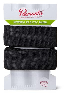 Pasmanta Elastiskt Band | Töjbara Band för Sömnad | Starkt Elastiskt Midjeband för Byxor | för Hushålls- och Gör-det-själv-Projekt | för Sömnadsmaterial (25mm - Svart)