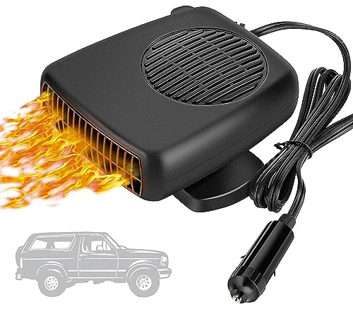 Showvigor Car Heater, 12V 150W Portable Car Heater Plug into Cigarette Lighter, 2 in 1 Fast Heating Defrost Defogger, 360 °Rotatable Handheld Windscreen Defogger Window Defroster for Car