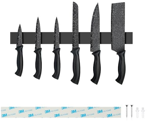 Sampoes Magnetisk Knivhållare 40 cm, knivhållare i rostfritt stål, magnetisk knivremsa, magnetlist självhäftande för knivar och redskap