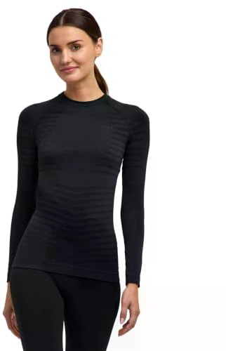 FALKE Maximum Warm Round Neck W L/s Sh fil fonctionnel séchage rapide 1 pièce, Couche de base supérieure Femme, Noir Black 3000, S