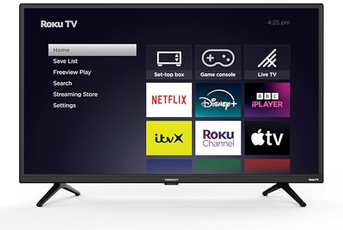 VELTECH Roku 32 inch LED Smart TV, BBC, Netflix, Freeview Play, with Apple TV+, Voice Assistant, Dolby Audio Television