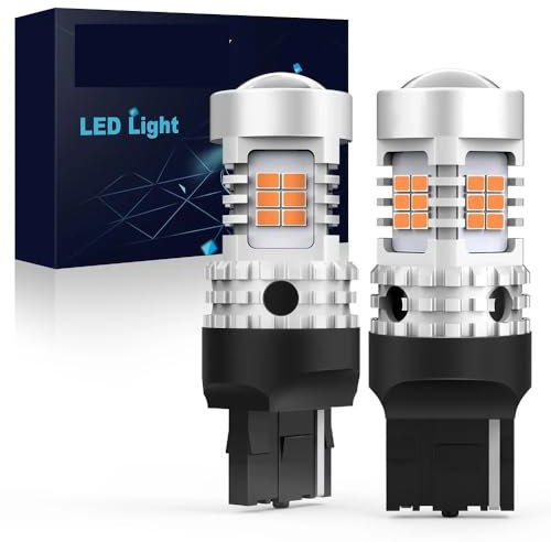 2 bombillas LED 1156 BA15S BAU15S Canbus sin hiperflash, ámbar, P21W, PY21W, T20, W21W, WY21W, S25, for intermitentes.(T20 7440 W21W)