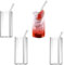 4 Pezzi 500ML Bicchieri Trasparenti Vetro, Set Di Bicchieri Da Long Drink, Sottili Quadrati Di Cristallo Highball, Con 4 Cannucce Di Vetro Per Acqua, Succhi Di Frutta, Birra, Cocktail e Bevande Miste