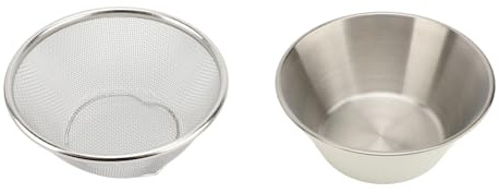 Nikou Juego de nder de acero inoxidable 304, mini colador de metal de malla fina microporosa con cuenco para mezclar, 14 cm para lavar y drenar, cocina