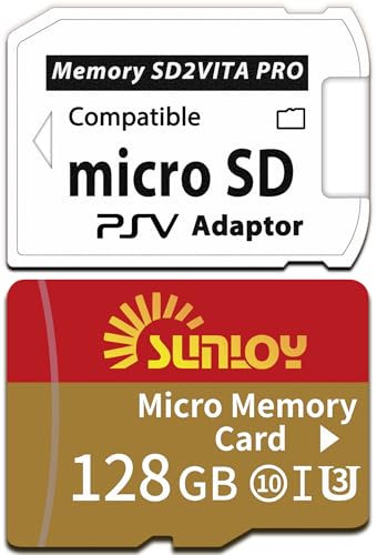 SD2Vita 6.0 PS Vita Memory Card Adapter with 128GB Micro SD Card, High Speed microSDXC UHS-I Flash Memory Card with PSVita SD Card Adapter for PSV 1000/2000 PSTV FW 3.60 HENkaku Enso System