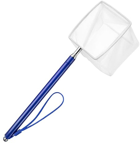 3 Inch Fine Mesh Shrimp Net, Tiny Fish Net for Shrimp Baby, Long Handle Small Fishes Tank Tool for Bettas, Extendable Stainless Steel Handle, Small Tank & Pond Cleaning Nets