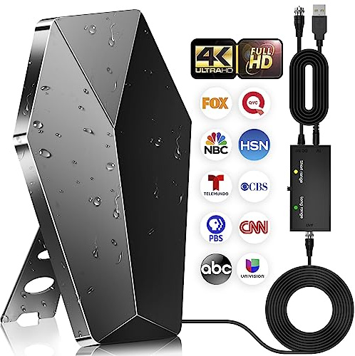 2026 Upgraded Strongest Digital TV Antenna, 5000+ Miles Range TV Antenna for Smart TVs, Indoor/Outdoor HDTV Antenna for Local Channels with Amplified Signal Booster Supports 4K 8K 1080p-38 FT Cable