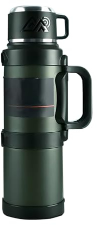 ShkitAelling Termo de 2,5 l con colador de té, botella de agua aislada de acero inoxidable para 72 horas, caliente y frío, a prueba de fugas, para camping, pesca, senderismo, oficina y viajes, 12 x 39