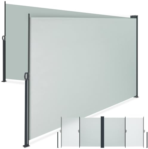 tectake® Toldo Retractil Exterior Doble 180x600 cm, Toldos Exterior Terraza, Separador de Ambientes, Paravientos, Toldo Lateral, Toldos Terraza, Parasol Lateral Jardin - Gris