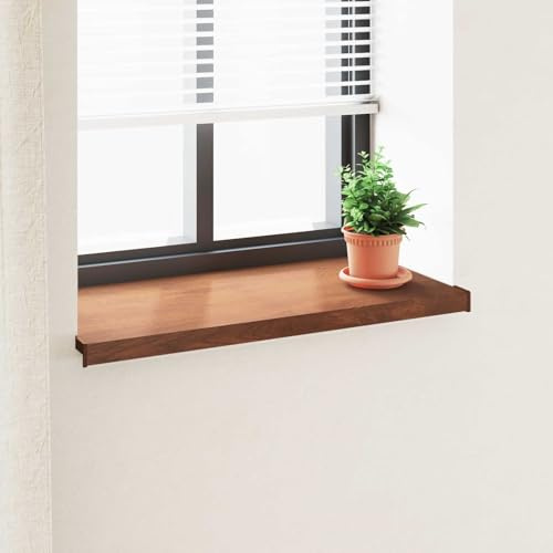 GeenYuu Rebord de fenêtre en bois marron PVC 100 x 40 x 4,5 cm, imperméable et facile à nettoyer, pour l'intérieur et l'extérieur, montage facile sans perçage, polyvalent pour le salon
