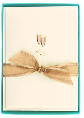Graphique Pink Champagne La Petite Presse Boxed Notecards - 10 Embellished Gold Foil Champagne Blank Cards with Matching Envelopes, 3.25 x 4.75