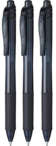 Pentel BL110 Roller Energel X ultrascorrevole ricaricabile punta 1.0, Nero 3 pz