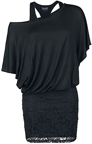 Black Premium by EMP Donna Abito Nero in Pizzo a Doppio Strato XL