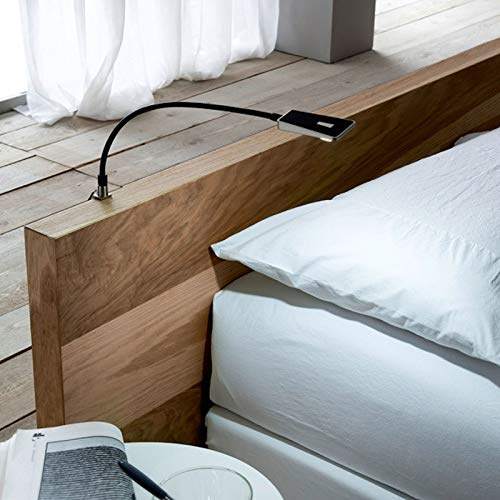 SO-TECH® LED Lámpara de lectura Luminoso 12 V Luz de lectura con brazo flexible manguera suave Negro SIN enchufe de