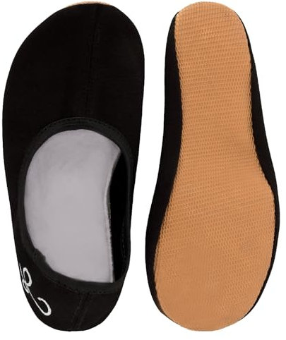 Siegertreppchen Gymnastikschuhe Stoff (Größe 26) Schwarz Turnschläppchen für Mädchen & Jungen - Ballettschuhe atmungsaktiv & rutschfest – Schläppchen – Ballerinas