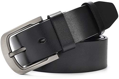 Cinturón de Cuero Para Hombre Pantalones Vaqueros Casuales Hebilla de Clavija de Aleación Antirrayas 38 mm de Ancho