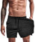 Agilelin Herren Sporthose,Training Kurze mit Tasche,Quick Dry Laufhose (Schwarz/L)