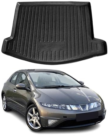 OMAC Bandeja Maletero Alfombrilla Compatible con Honda Civic 2006-2011 Schrägheck 5puertas Negro TPE