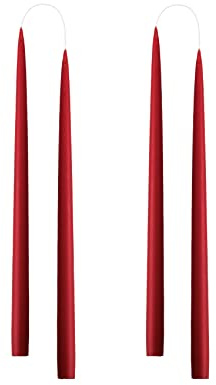 Kunstindustrien® Tapered Candles, Made in Denmark, 42 Colours Available, Dripless & Smokeless Dinner Candles, Candles Long Burning 15 Hours, Unscented Candle Gift Set, 4pcs. 2.2 x 35cm (Dark Red)
