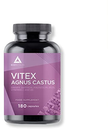 Agnocasto 20mg 180 Capsule- Estratto 10:1- Vitex Agnus Castus- Complex con 7 ingredienti- Integratore Ciclo Mestruale, Squilibrio Ormonale, Sindrome Premestrual- Female balance- Bodyathlon