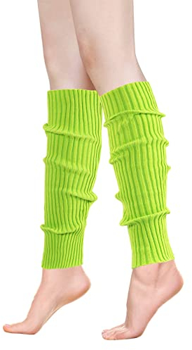 ONUPGO Stulpen für Frauen 80er Jahre Party Zubehör 80er Jahre Neon stricken gerippte Stulpen Mädchen Junior Winter Stulpen Socken (Neon Green)