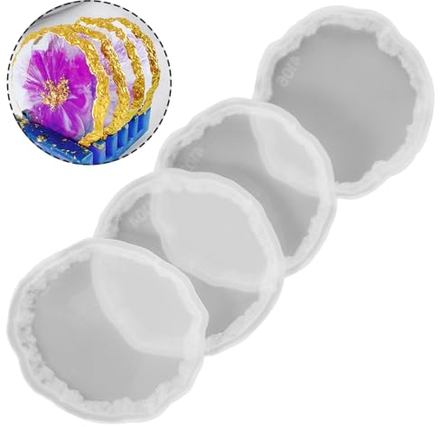 Kichvoe Silikonform Untersetzer 4 Stück Geode Epoxidharz Untersetzerformen Diy Harzuntersetzer Für Wohnkultur Und Tischdeko