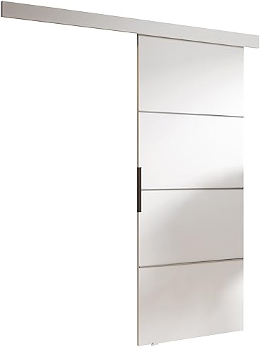 KIER FURNITURE Schiebetür Komplettset - MALIBU - Tür mit Laufschiene - Schiebetürsystem - Raumspartür - Innentüren - Schiebetür - Weiß 106 x 205 x 1,6 cm
