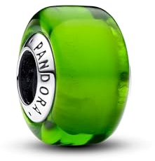 PANDORA Moments Grünes Murano-Glas Mini-Charm aus Sterling Silber, Kompatibel Moments Armbänder, 793106C00