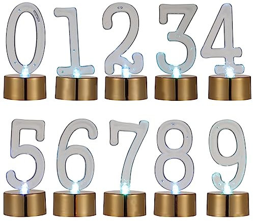 Garneck 10piezas Candelas Led De Números Dorados para Cumpleaños De Decoración Sin Luces Ecológicas para Fiestas Infantiles y Celebraciones