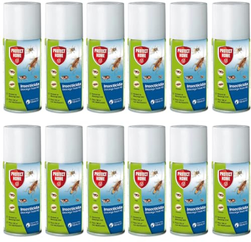 Insecticida DESCARGA TOTAL 150ml - Protect Home. Eficaz contra insectos voladores y rastreros. Ideal para lugares de dificil acceso. Listo para usar. (12)