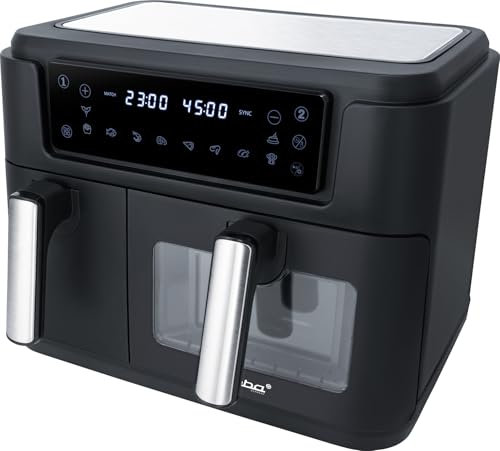 Steba Doppel-Heißluftfritteuse, DUO-Kochzone mit insgesamt 9,5 l Volumen, großer Frittierkorb mit 6 l und kleiner Korb mit 3,5 l, 10 Automatikprogramme, HF 9500