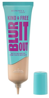Rimmel London Kind & Free BLUR IT OUT Mattierende Foundation, 001, Fair Porcelain, Ganztägiger Glanzkontrolle, Make-up mit leichtem Matt-Finish, 30 ml