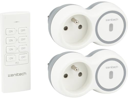 Pack de 2 prises 2300W + télécommande - Blanc - Bolea - Zenitech