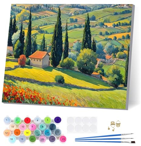 EOBROMD Paisaje Rustico Pintar por Numeros Adultos con Marco, Cuadros para Pintar por Numeros, Lona sin Pliegues Pintura al Cuadros por Numeros, Decoración del Hogar 30x40cm