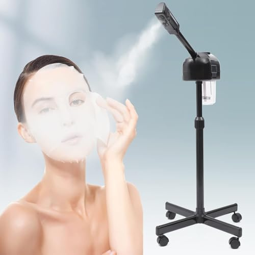 Machine à vapeur 750 ml, 800 W, vapeur pour le visage, 1 tête réglable en hauteur, nettoyeur de pores vapeur, spa soin du visage pulvérisateur pour salon/maison/studio de beauté