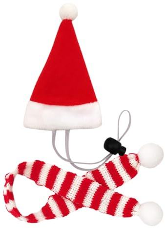 Chapeaux pour poules – Fournitures de déguisement de Père Noël pour petits animaux de compagnie – Écharpe pour petit animal et mini chapeau de Père Noël avec mentonnière réglable | pour poule, hamster