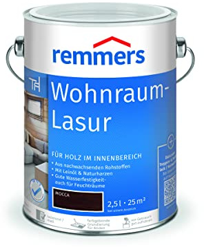 Remmers Wohnraum-Lasur mocca, 2,5 Liter, Holzlasur innen, für Möbel, Böden, Innentüren und Treppen geeignet, mit Abperleffekt