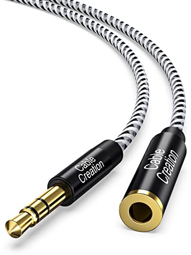 CableCreation Headset Verlängerung kabel, [2er-Pack, 0,9m] 3.5mm Audio Verlängerungskabel, 3.5mm Stereo Auxiliary Verlängerungskabel mit Vergoldetem Stecker, 3FT / Schwarz & Weiß