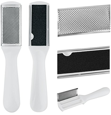 AMOS Callus Rasp – Foot File Callus Remover for Hard Skin, Double Sided Pedicure Tool Kit with Easy Grip Ergonomic Handle, Built-In Waste Compartment| Foot Care