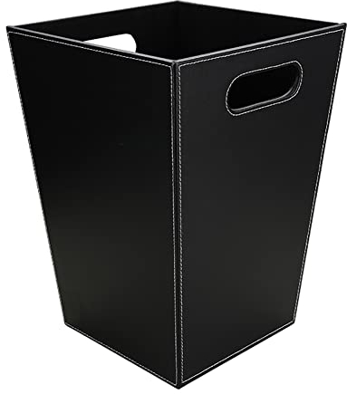 KINGFOM™ Klassisch Leder Papierkorb für Büro/Badezimmer/küche/Schlafzimmer (Platz-Schwarz)