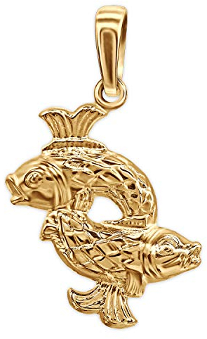 CLEVER SCHMUCK Goldener Sternzeichen Anhänger 16 x 14 mm Fische glänzend und beidseitig plastische Form 333 GOLD 8 KARAT im Etui sand