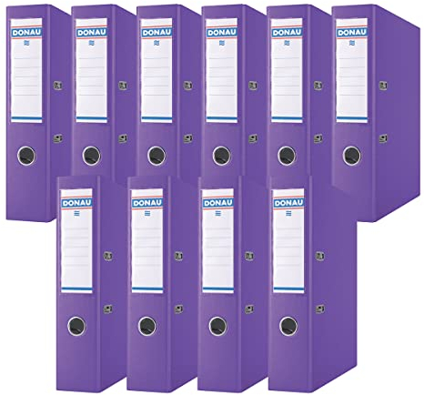 DONAU Premium Ordner Breit 10er Pack/DIN A4 / 7,5 cm / 10 Stück/Violette/Kunststoffbezug PP/Carton Papier Schlitzordner Büroordner Aktenordner Ringordner/Grünen Punkt