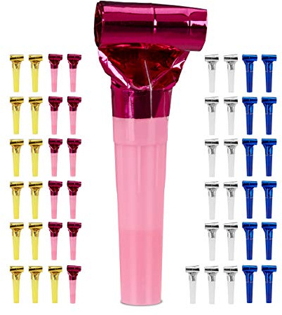 Relaxdays 150x Trombette da Festa, Set di Fischietti per Bambini, Compleanno, Carnevale, Party-Kit, Carta, Multicolore
