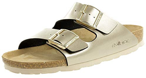 Rohde Damen, Frauen, Klassische Sandalen, Sandalen,Pantoletten,Sommerschuhe,Hausschuhe,Kork-fußbett,Messing,37 EU / 4 UK