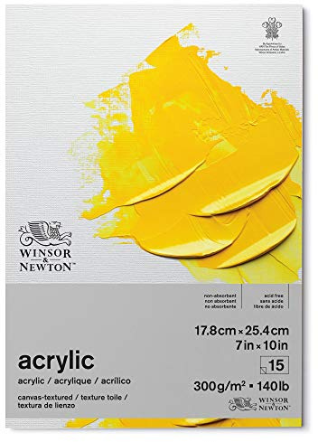 Winsor & Newton Bloc papel Acrílico, Blanco, (17,8 x 25,4 cm)