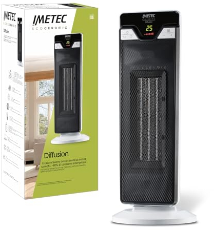 Imetec Eco Ceramic Diffusion - Stufetta Elettrica a Basso Consumo Energetico. Termoventilatore con Timer. 6 Regolazioni di temperatura