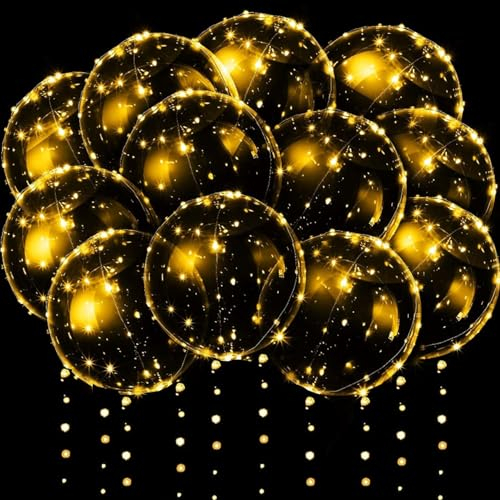10 Pack LED Ballons,LED Luftballons Leuchtend,Leuchtende Luftballons,Leuchtende Ballons,Luftballons LED 20 Zoll,Luftballons Geburtstag mit Licht,Lichterketten für Geburtstag Valentinstag Party Dekor