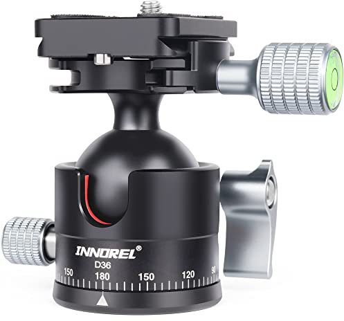 INNOREL C36 Testa a sfera treppiede a basso profilo Universal 360 Panoramic Metal BallHead per fotocamera DSLR Tripod Monopod Camcorder Slider con Arca Swiss Plate con vite da 1/4 a 3/8 Carico 16kg