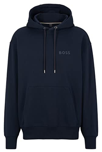 BOSS Hommes Sullivan 04 Sweat à Capuche Oversized Fit en Coton molletonné à Logo Contrastant